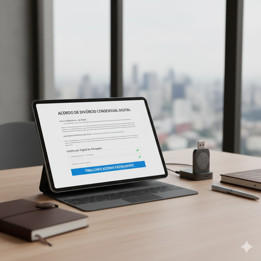 Casal conversando de forma tranquila sobre divórcio consensual com orientação jurídica